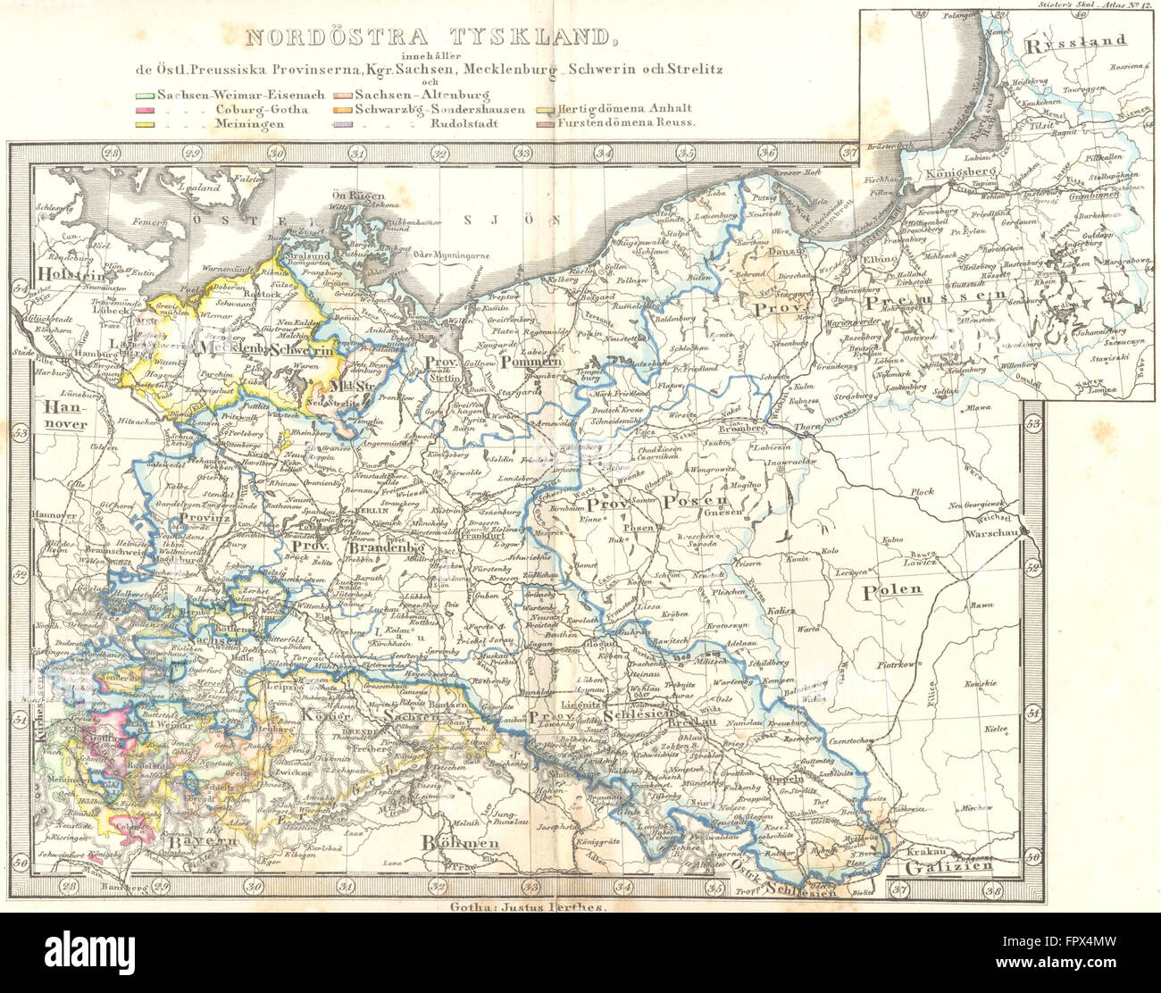 GERMANY: Nordostra Tyskland: North: Stieler, 1861 antique map Stock Photo
