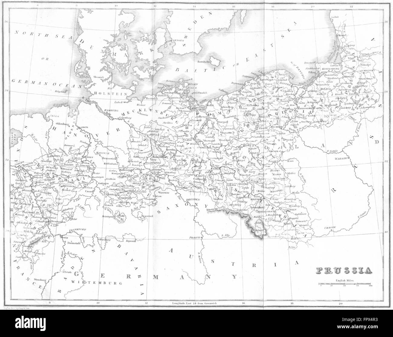 Germany political divisions hi res - Germany Prussia Bell 1839 Antique Map FPX4R3