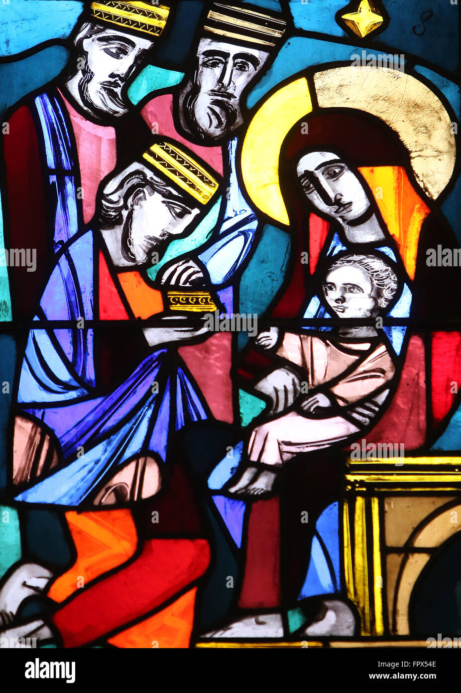 Adoration magi stained glass window hi-res stock photography and images ...