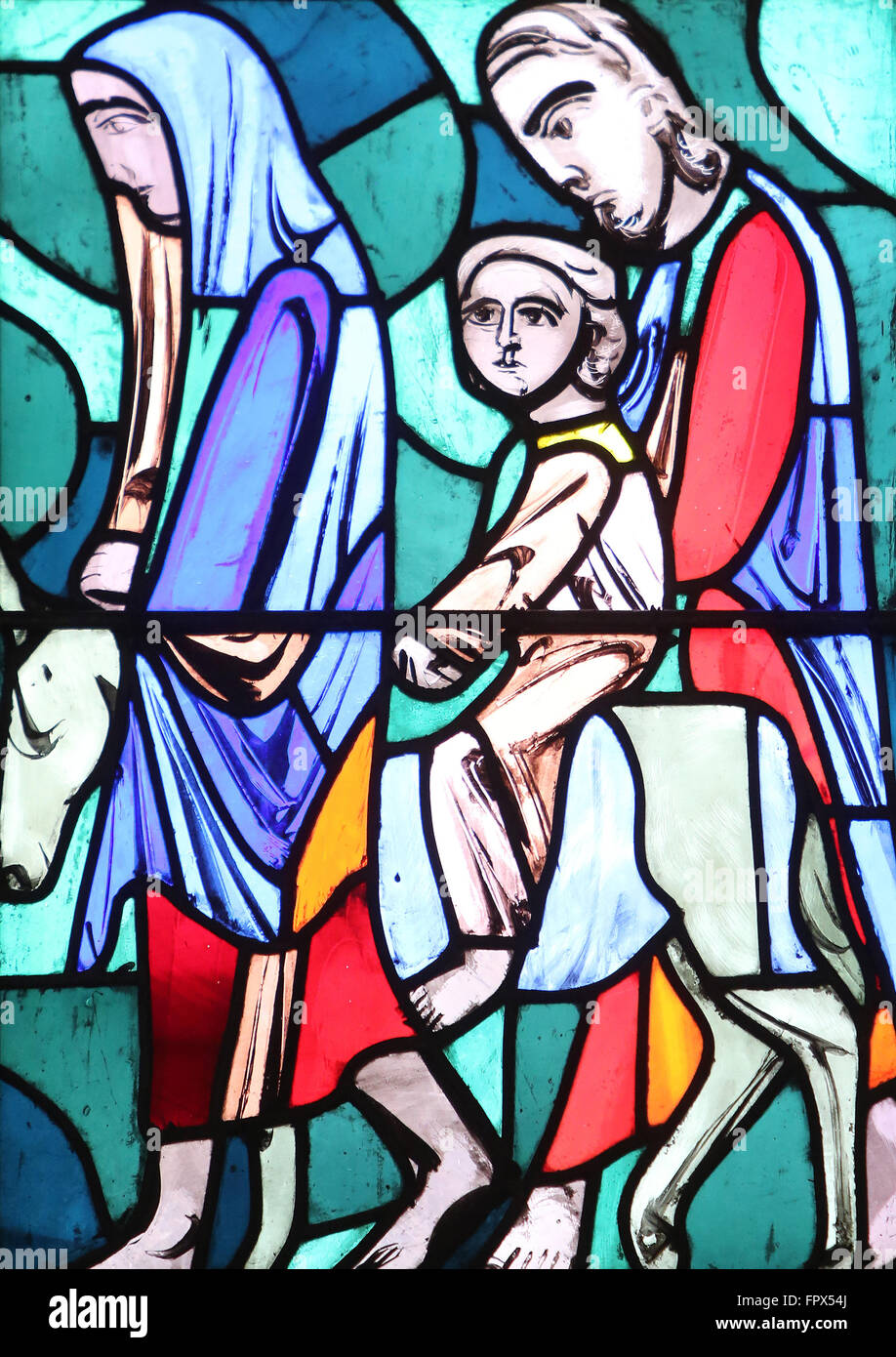 The Flight into Egypt stained glass, St. Peter`s Church, March