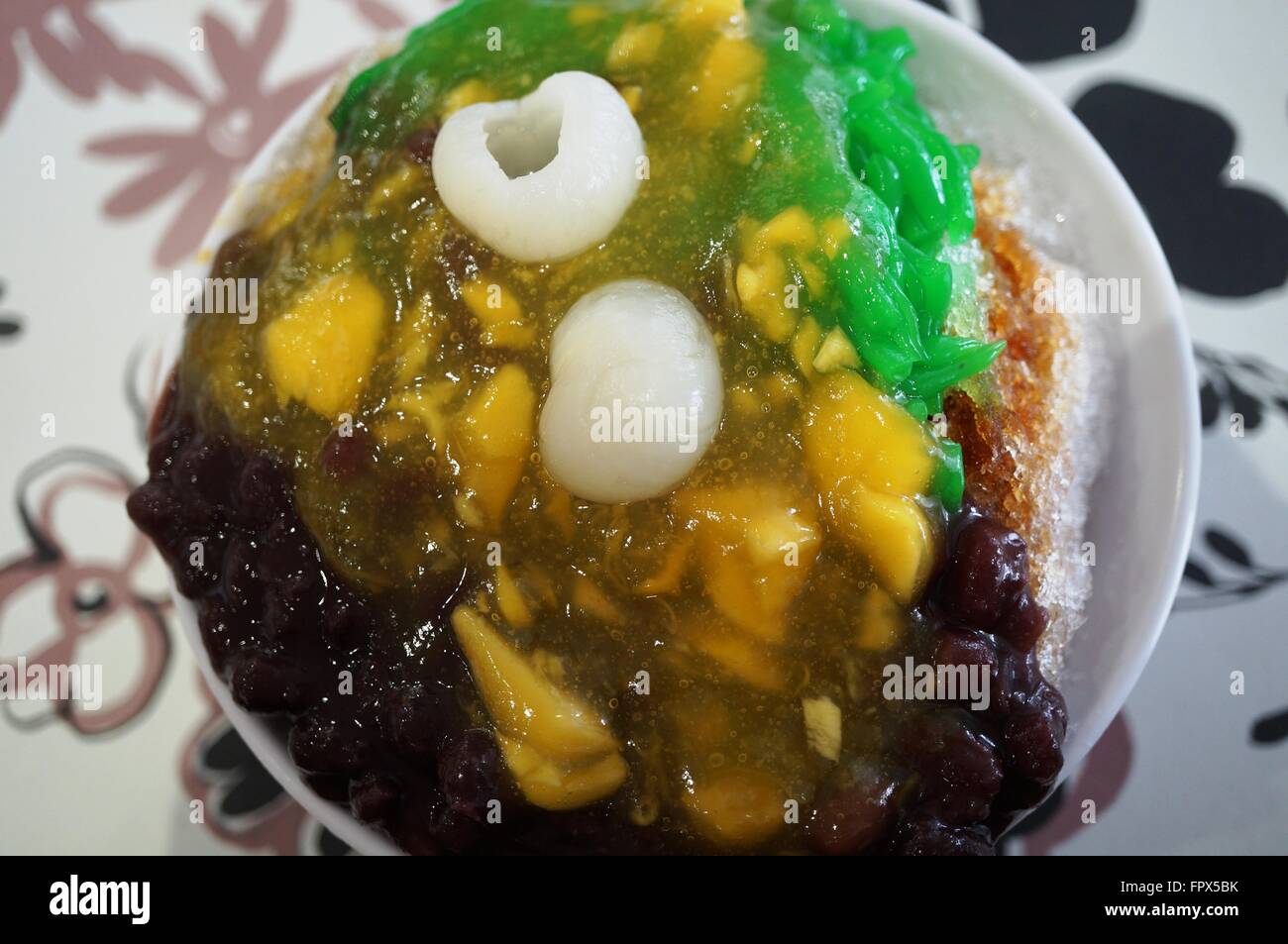 Ais Kacang (ABC), a colorful Malaysian dessert made of shaved ice ...