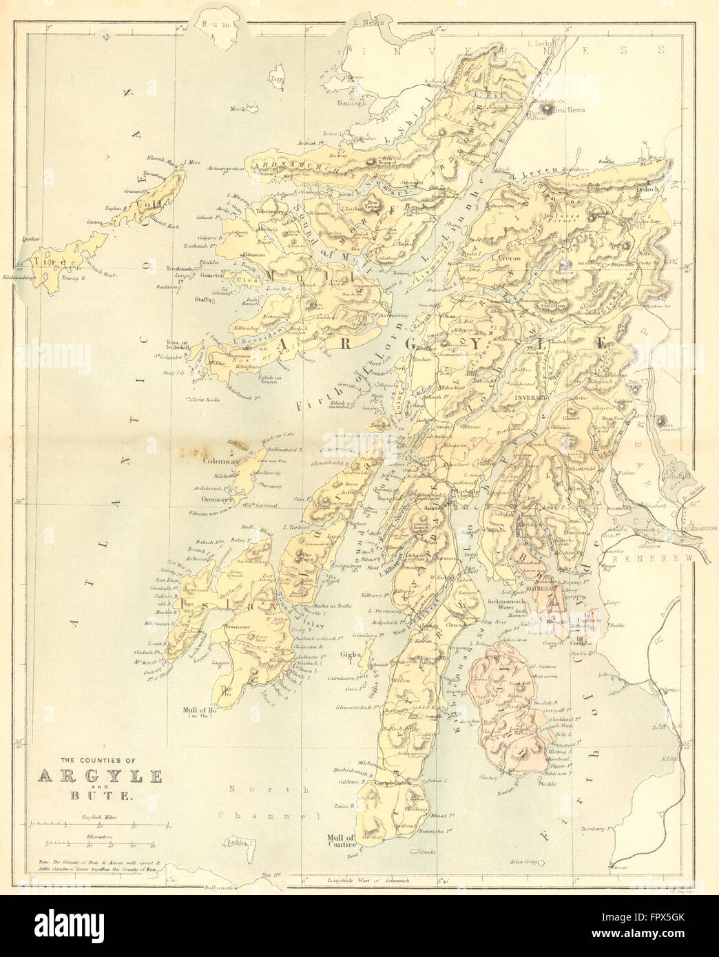 SCOTLAND Argyle & Bute Virtue, 1860 antique map Stock Photo Alamy