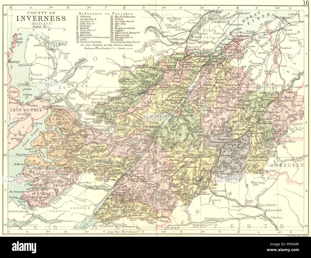Map Of Inverness Shire Scotland: Inverness-Shire: Philip, 1891 Antique Map Stock Photo - Alamy