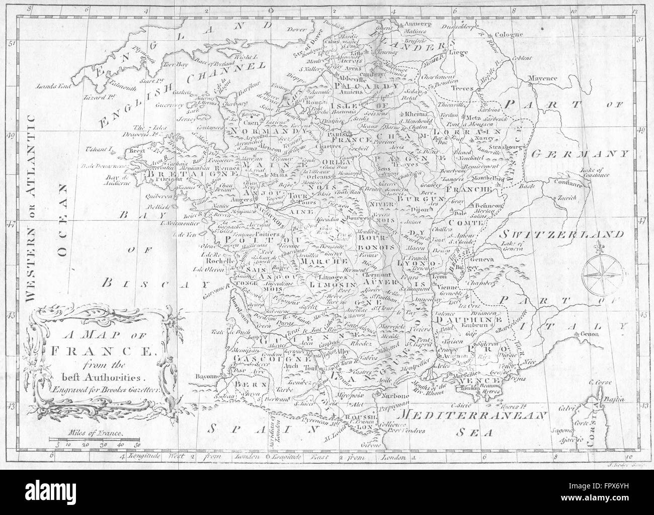 FRANCE: Lodge Weak impression, 1786 antique map Stock Photo