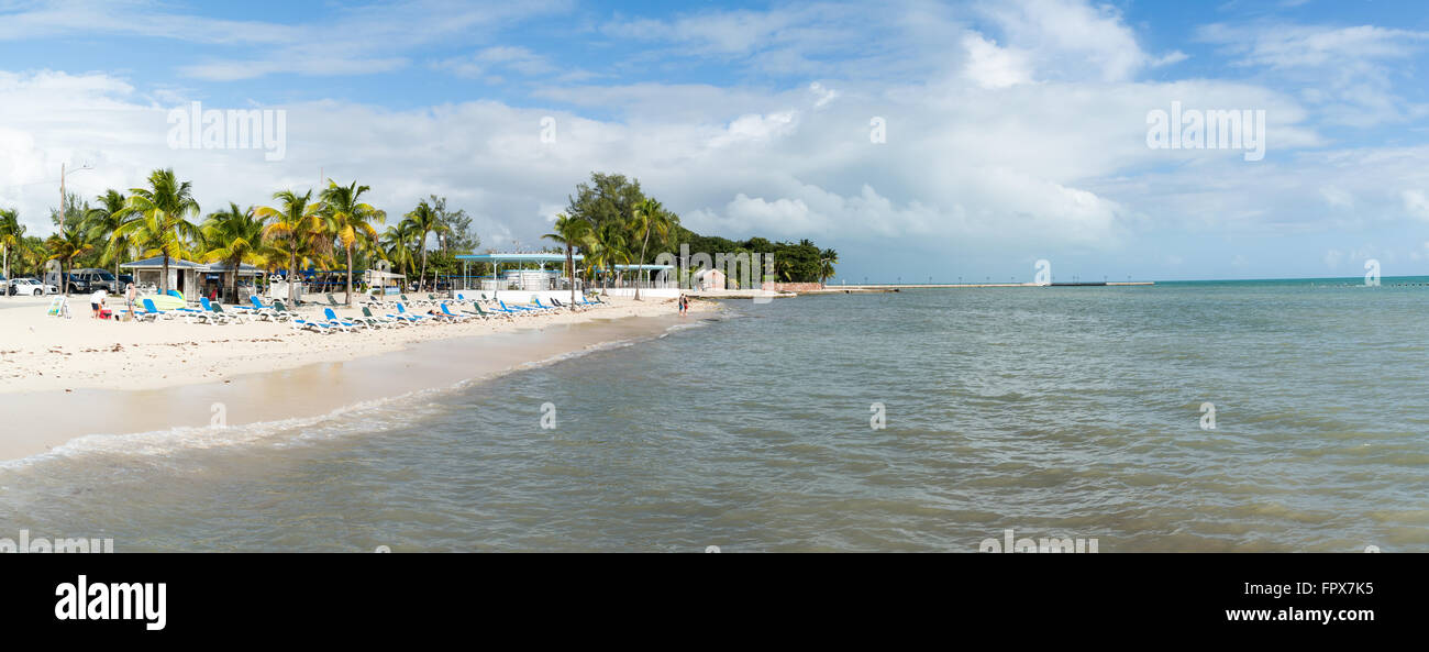 Panorama of sea and Higgs Beach at south coast of Key West, Florida Keys, USA Stock Photo