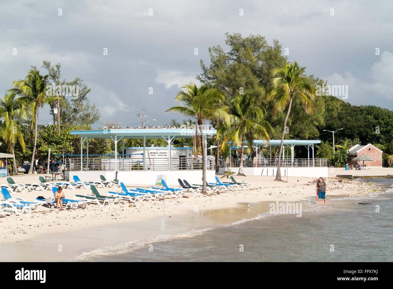 People on Higgs Beach at south coast of Key West, Florida Keys, USA Stock Photo