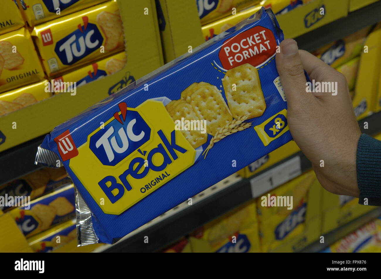 Tuc Break snack biscuits original made by Jacob Fruitfield Food Group, part of the Valeo Foods Group, Stock Photo
