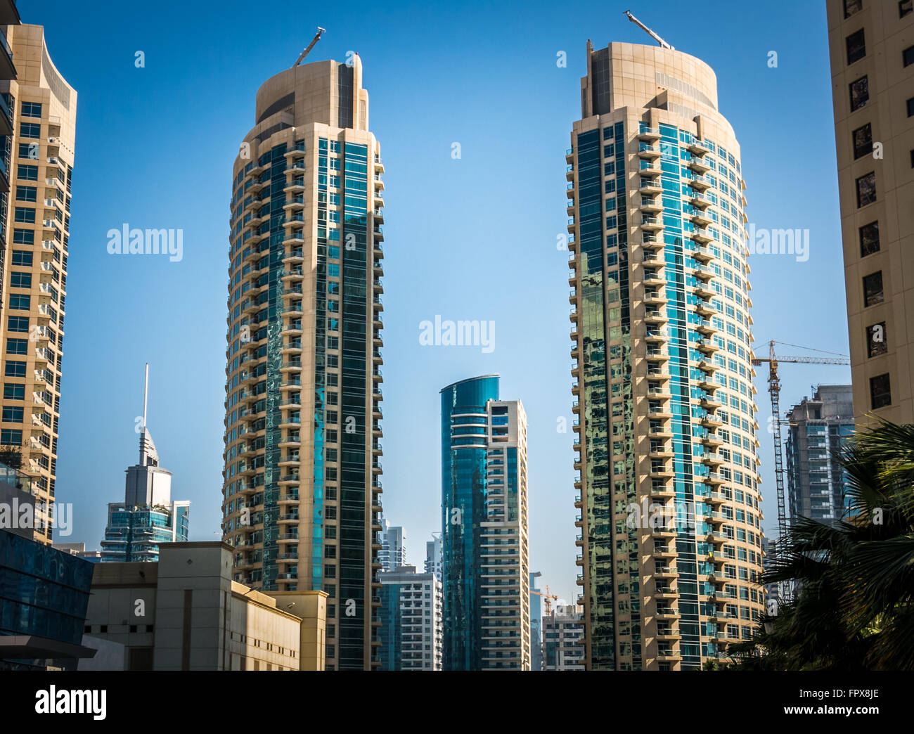 Highrise buildings in the Marina district of Dubai, United Arab Emirates Stock Photo