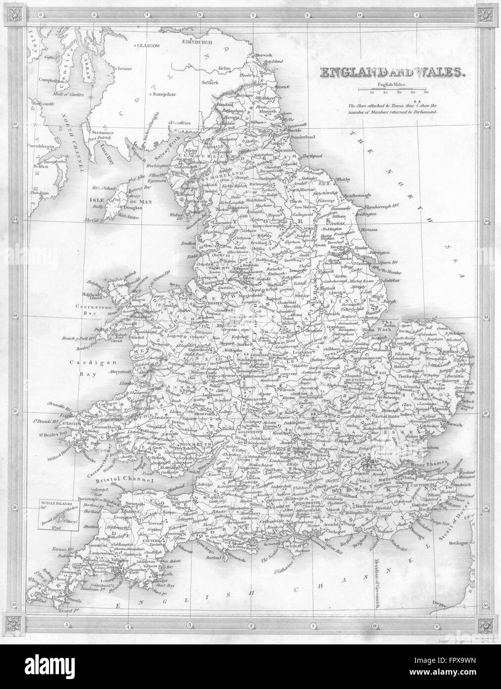 UK: England Wales: Kelly, 1841 antique map Stock Photo