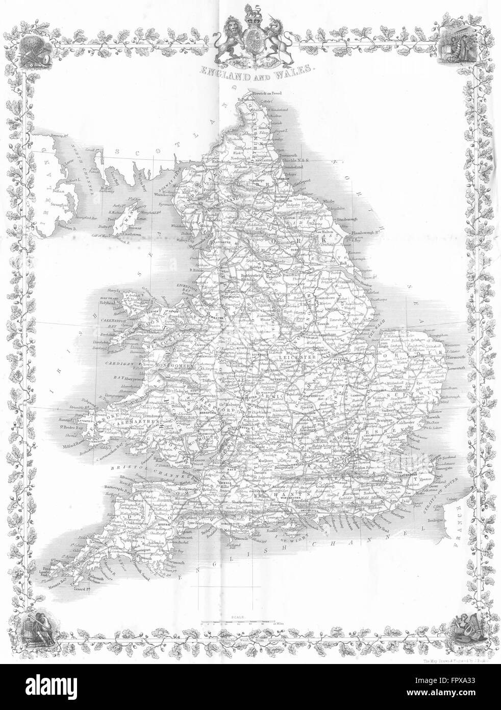 UK: England Wales: Rapkin, 1860 antique map Stock Photo
