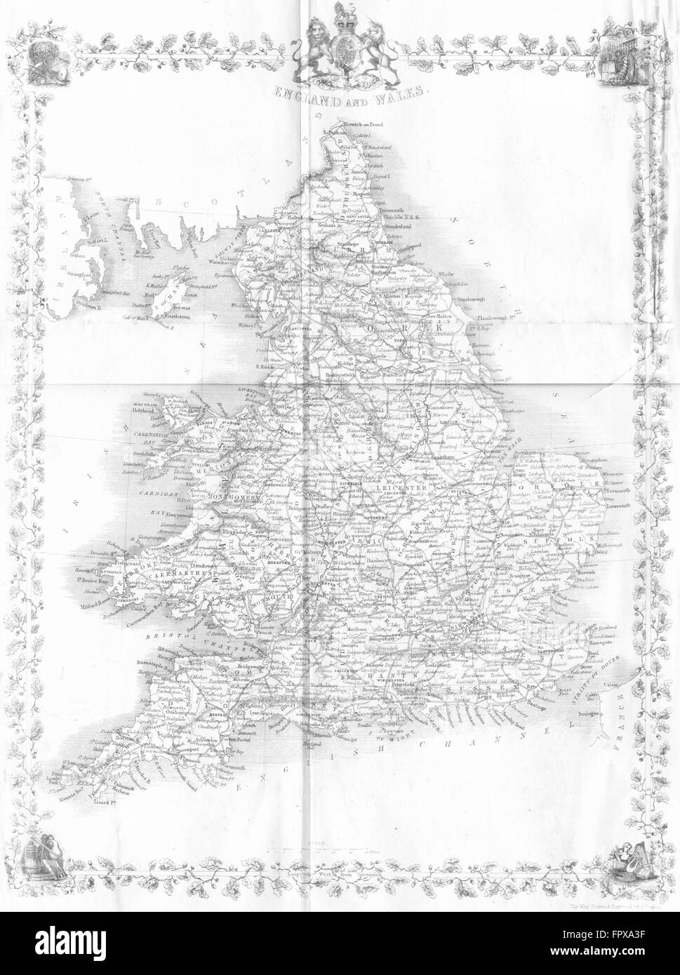 UK: England Wales: Rapkin, 1850 antique map Stock Photo