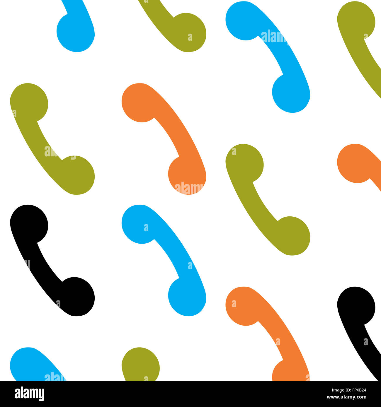 Handset pattern color. Phone and telephone, cell phone, phone handset. Telephone call, phone pattern, repetition backdrop, conne Stock Photo