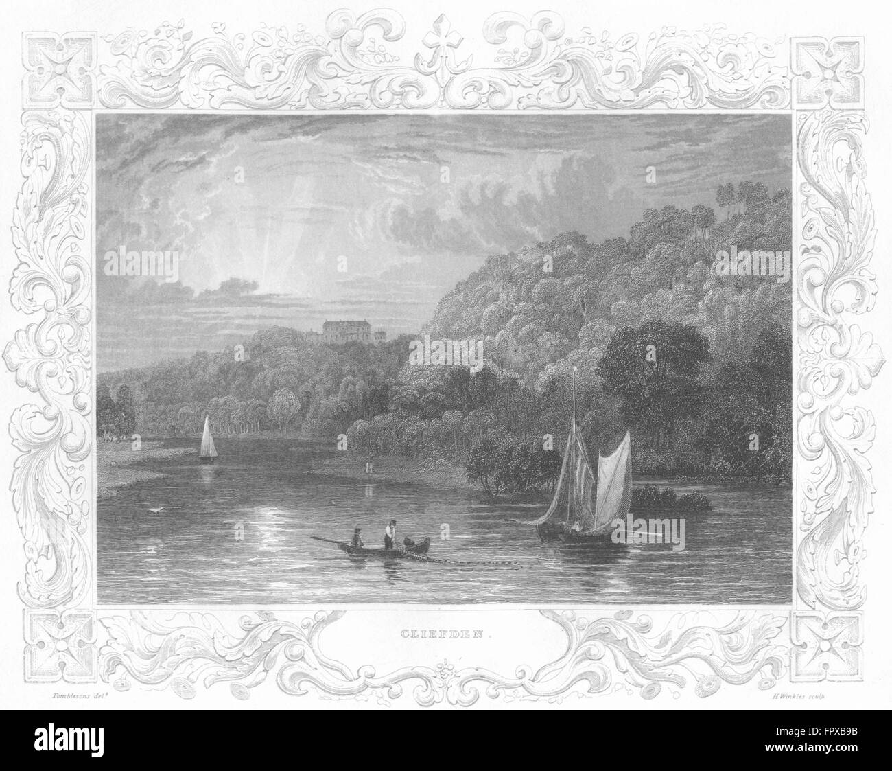 BUCKS: Cliveden: Tombleson, antique print 1830 Stock Photo