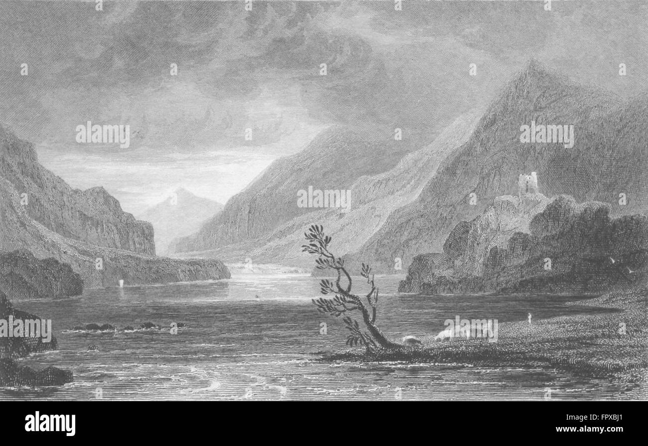 WALES: Llanberis lake, Caernarfonshire: Gastineau, antique print 1831 Stock Photo