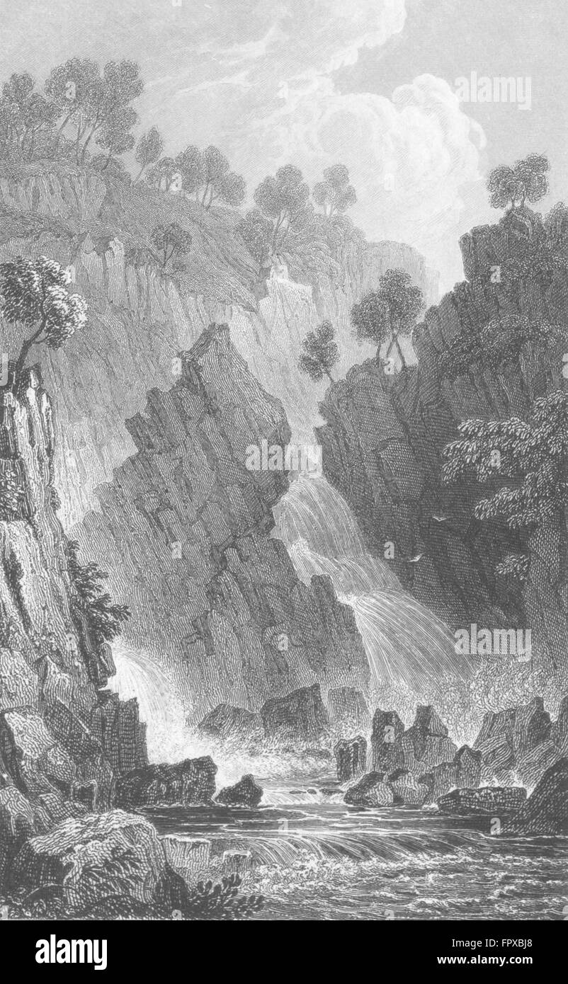 CAERNARFONSHIRE: Fall of Conway: Gastineau view, antique print c1831 Stock Photo