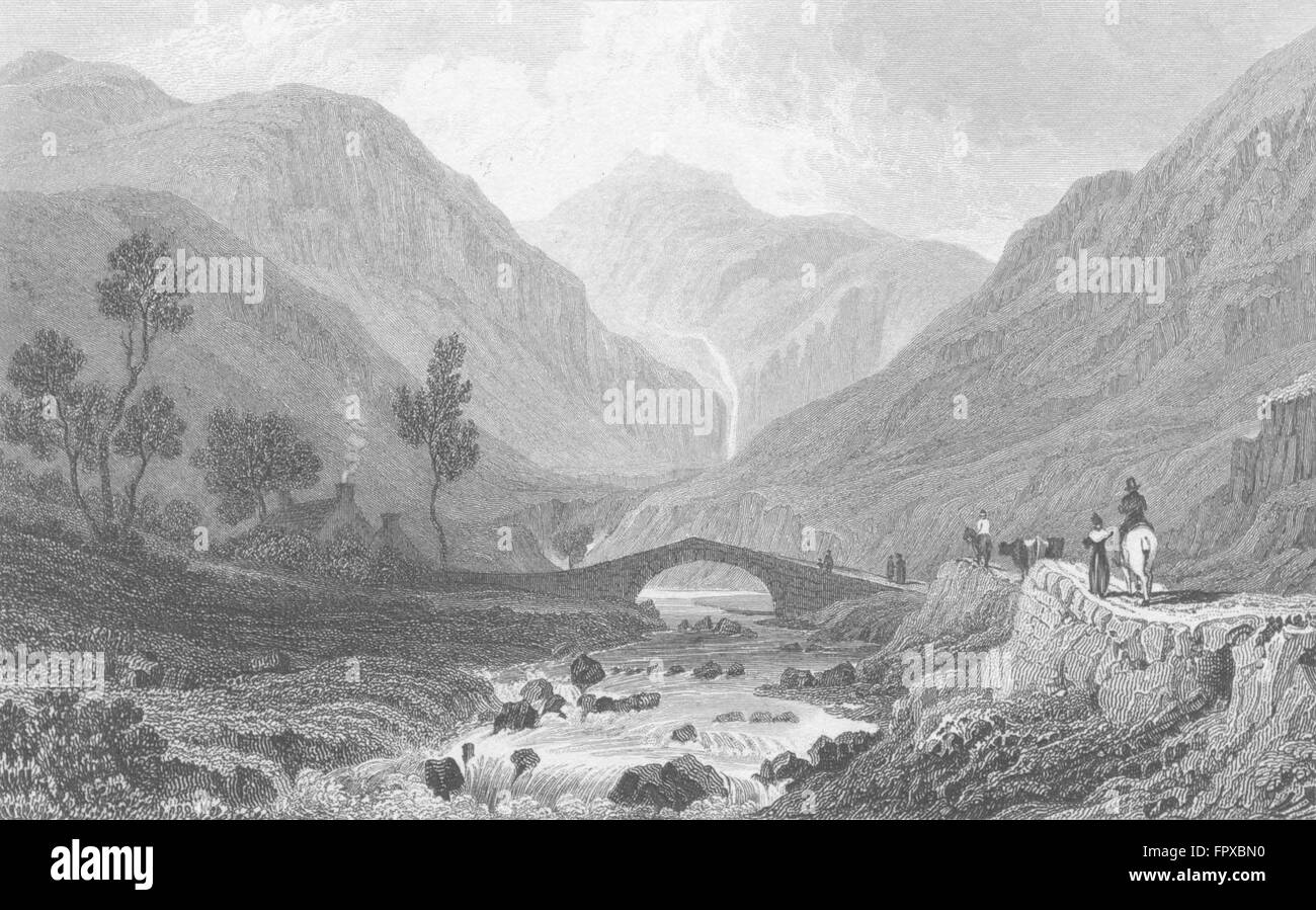 WALES: View Aber, Caernarfonshire: Gastineau, antique print 1831 Stock Photo