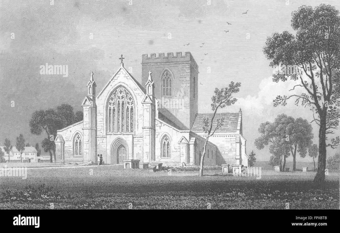 WALES: St Asaph Cathedral, Flintshire: Gastineau, antique print 1831 Stock Photo