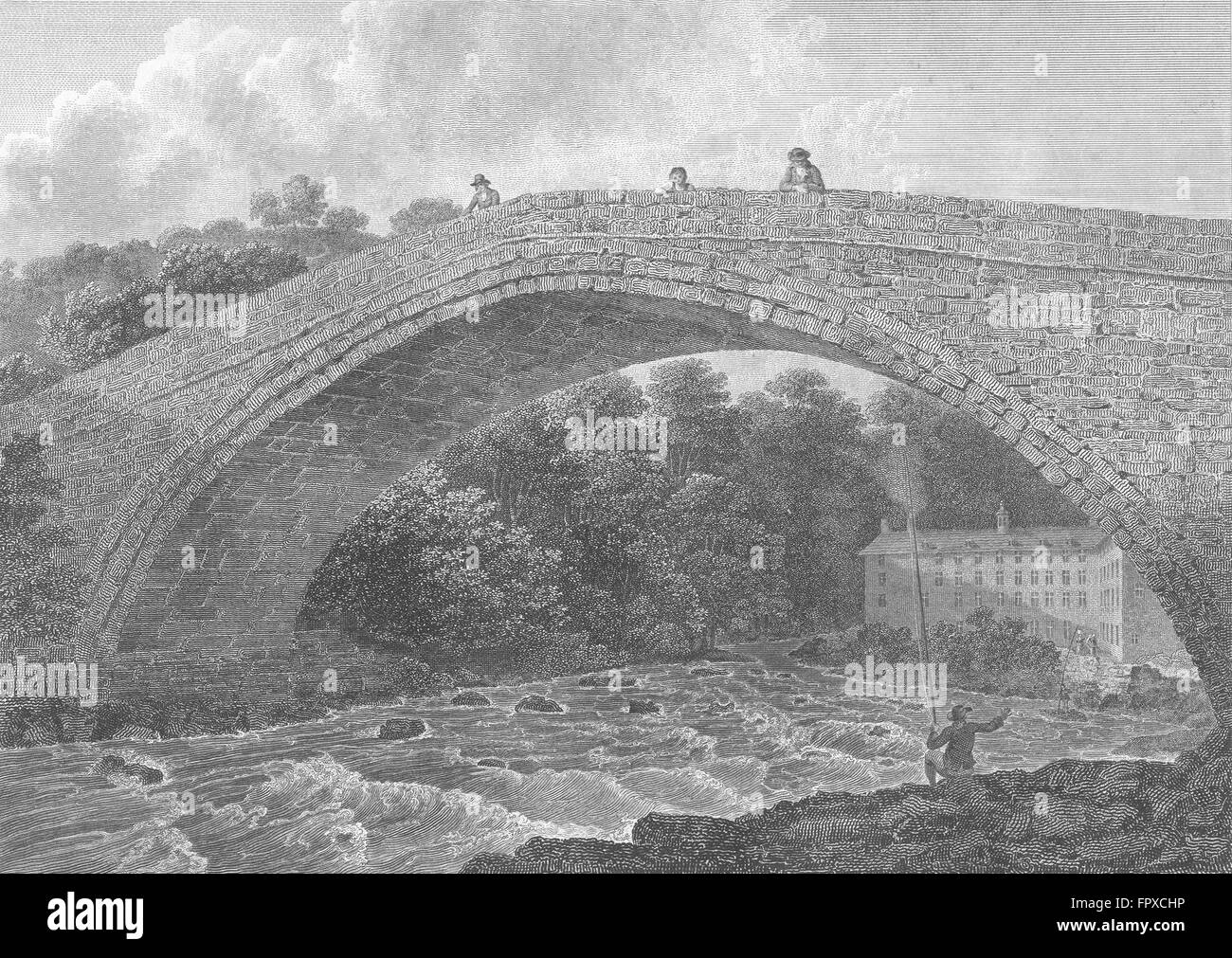 DERBYS: Broad-Bottom bridge: Aikin, antique print 1793 Stock Photo