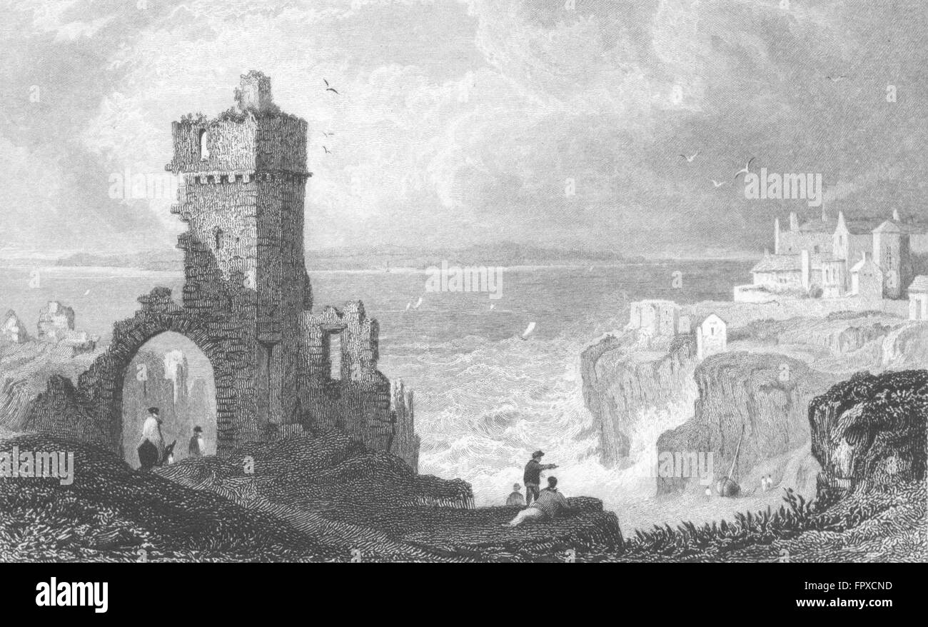TENBY: Caldy Island, from Castle, Pembrokeshire: view, antique print c1831 Stock Photo