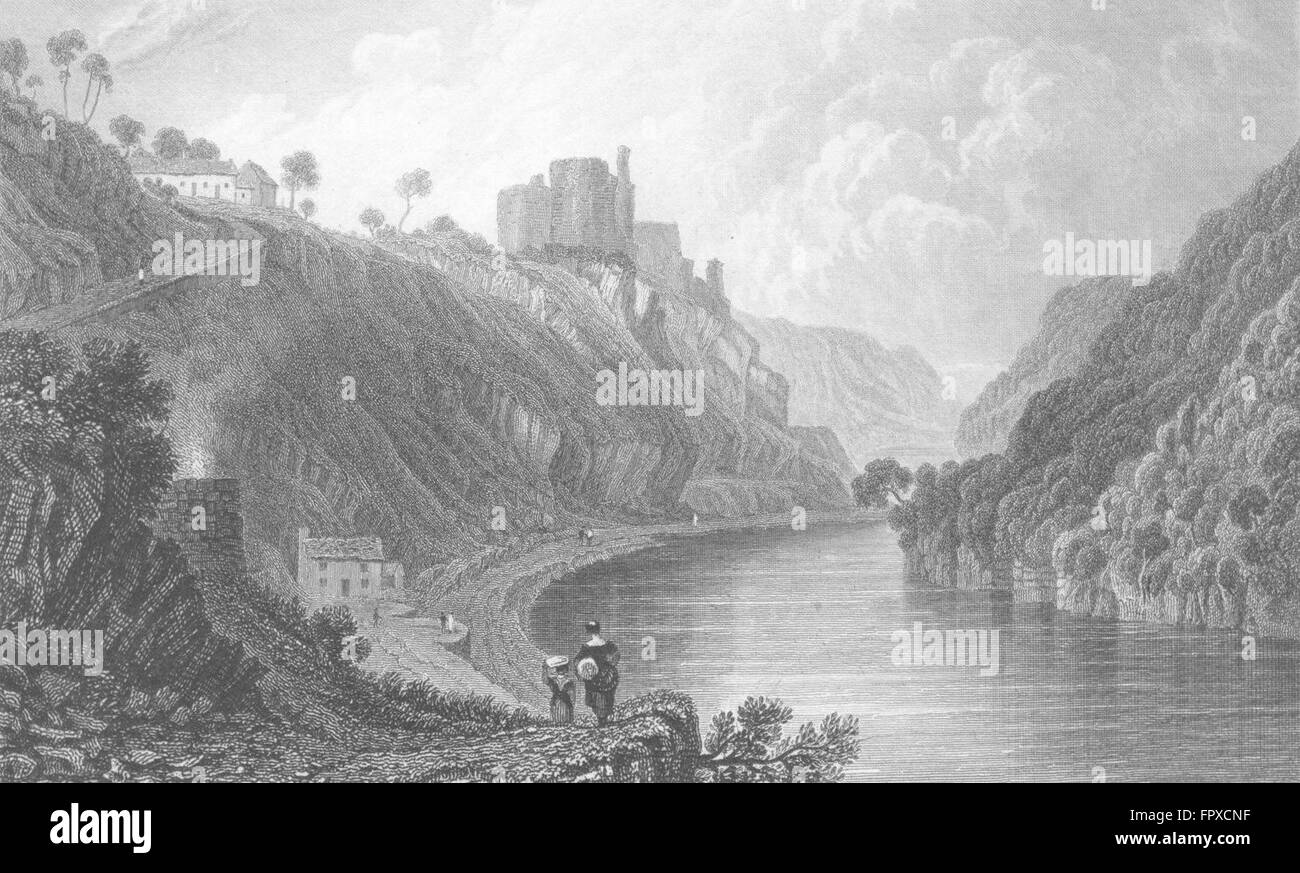 PEMBROKESHIRE: Kilgerran Castle: view from river, antique print c1831 Stock Photo