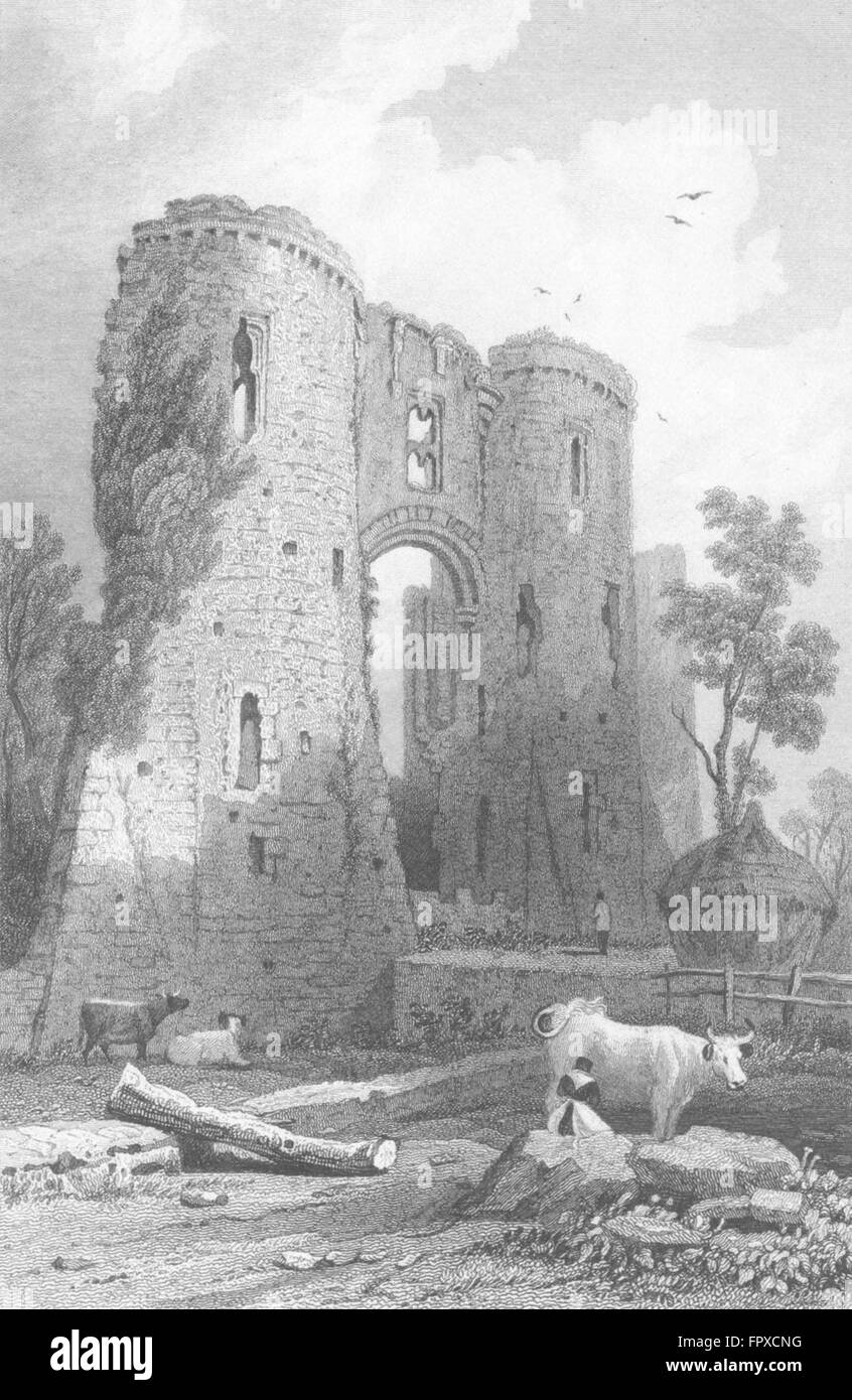 PEMBROKESHIRE: Lawhaden Castle: Pembroke: gateway, antique print c1831 Stock Photo