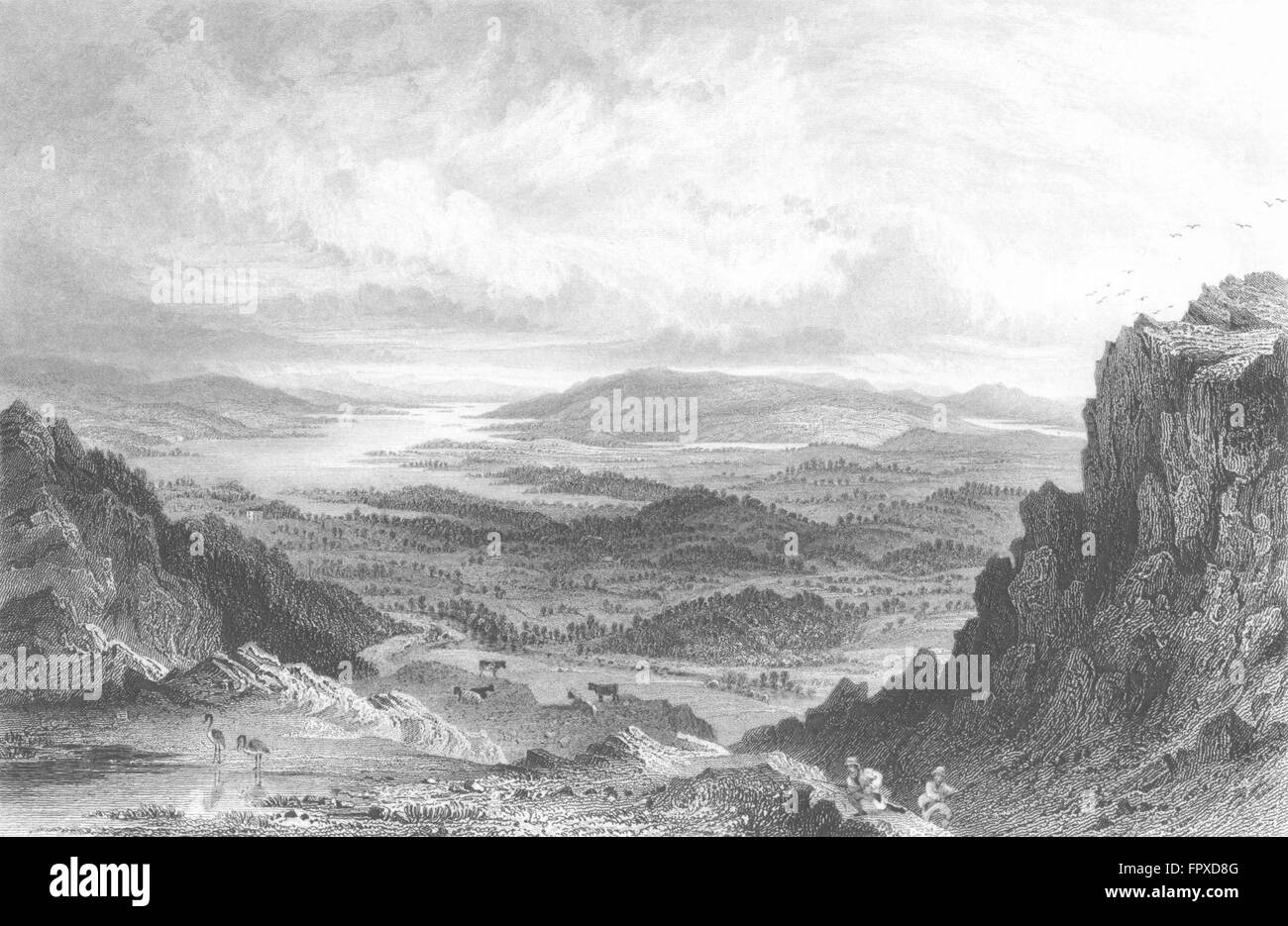 WINDERMERE: Esthwaite Coniston Lakes, Loughrigg Fell, antique print 1832 Stock Photo