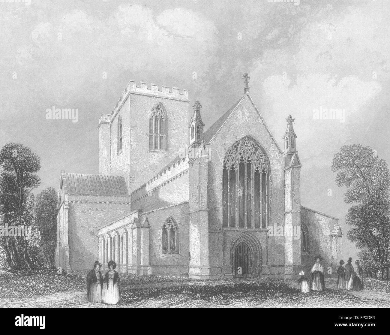 WALES: St Asaph's Cathedral west end: Asaph, antique print 1836 Stock Photo