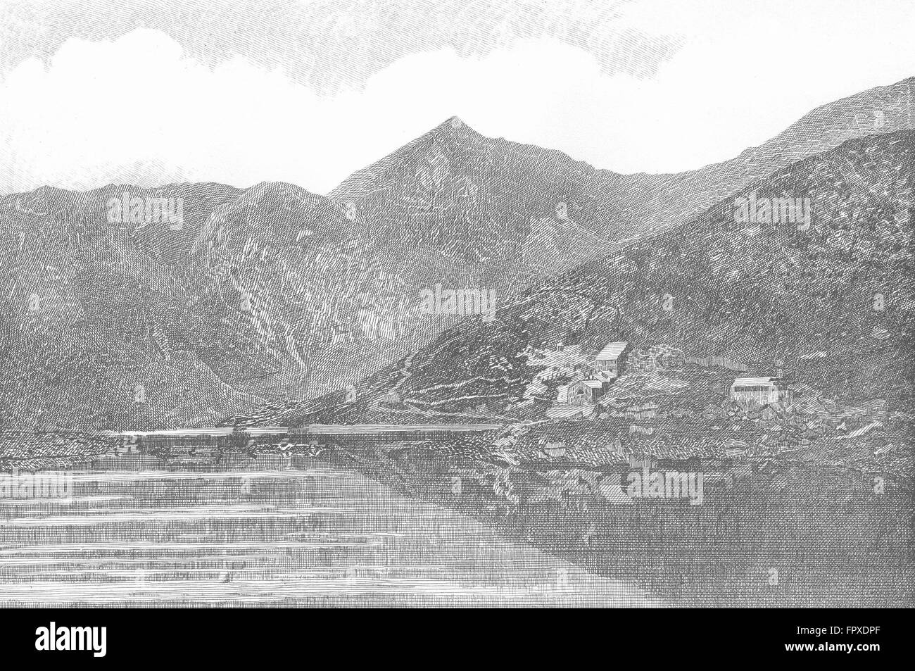 WALES: Snowdon: Barbner sepia, antique print 1895 Stock Photo