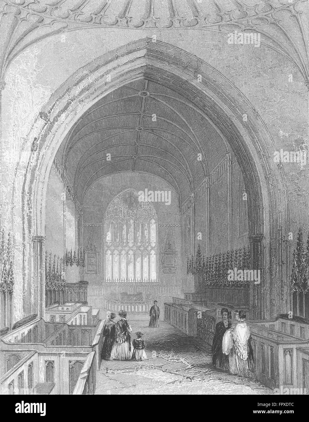 WALES: St Asaph's Cathedral choir: Asaph, antique print 1850 Stock Photo