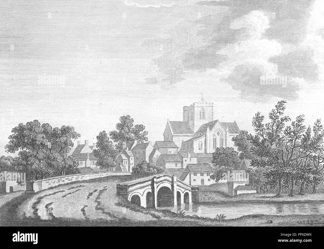 ST ASAPH: Cathedral Church & bridge: Flint: Grose, antique print 1795 Stock Photo