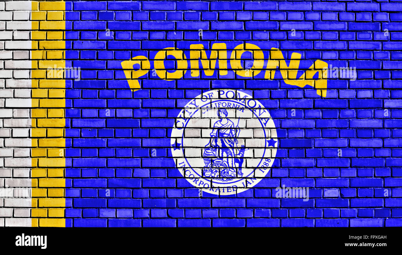 flag of Pomona painted on brick wall Stock Photo