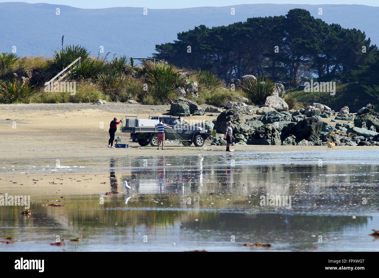 Preparations for floundering in Riverton, New Zealand Stock Photo Alamy