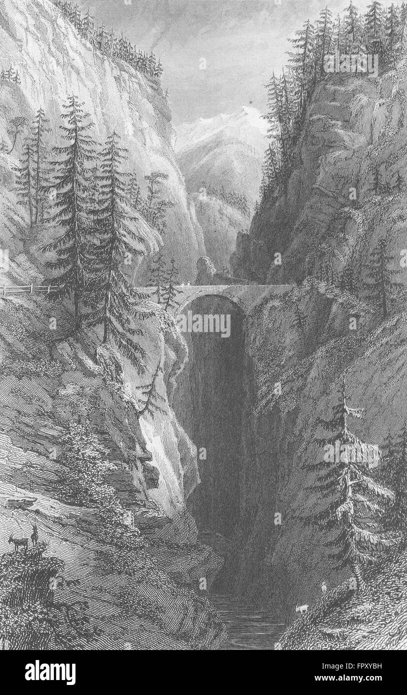 VIA MALA: Middle bridge: Germany: Tombleson, antique print 1830 Stock Photo