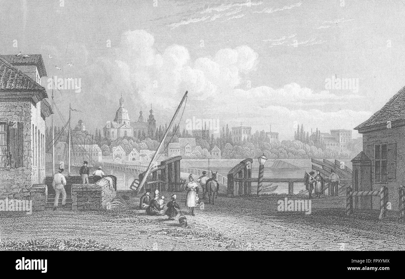 GERMANY: Manheim: Tombleson bridge Horse, antique print 1830 Stock Photo