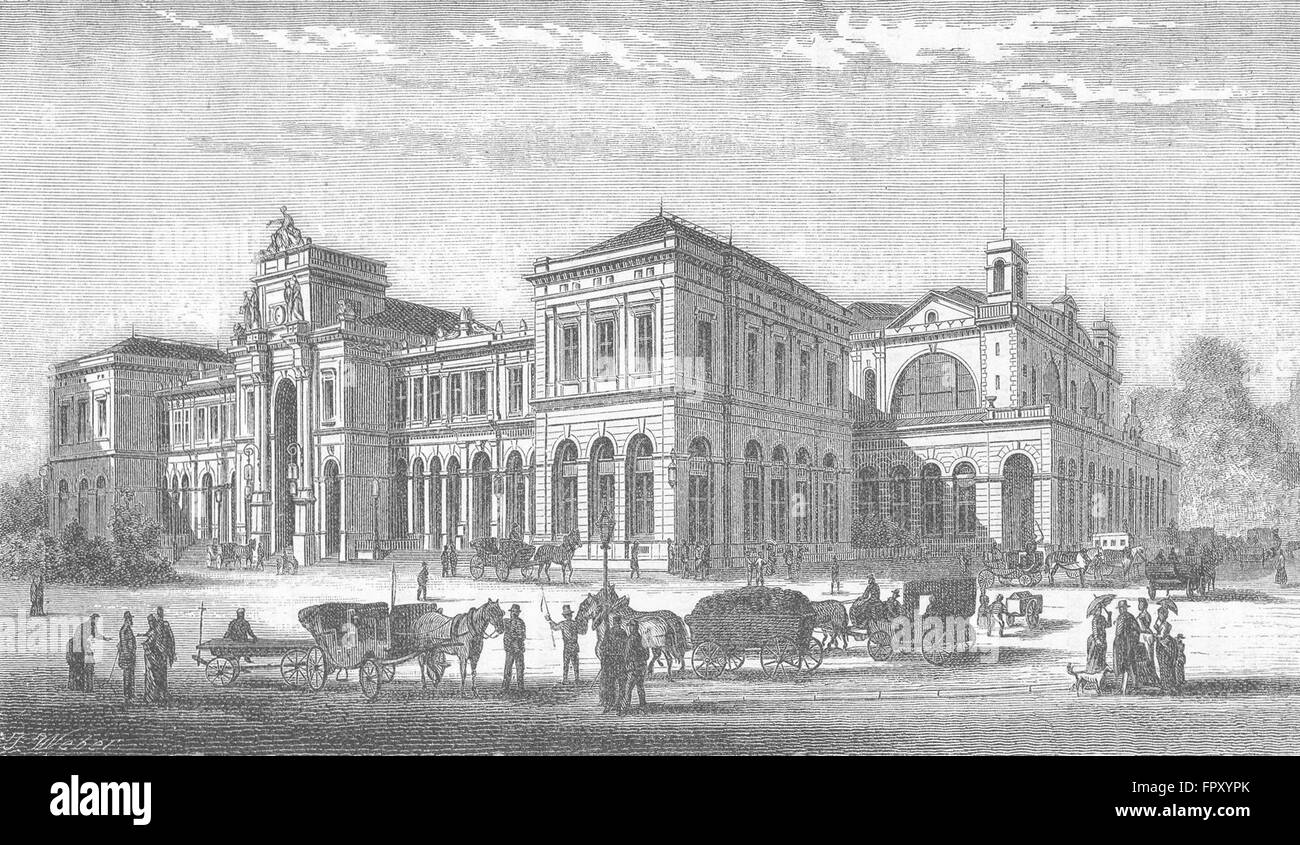 ZURICH: Bahnhof: Weber, antique print 1879 Stock Photo