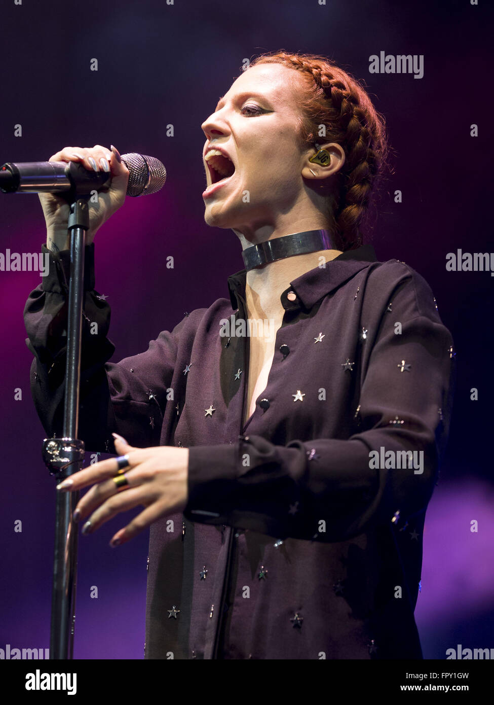 English singer and songwriter, Jess Glynne performs live at the Edinburgh  Usher hall. She rose to prominence as a featured artist on Clean Bandit's  single "Rather Be" and Route 94's "My Love",