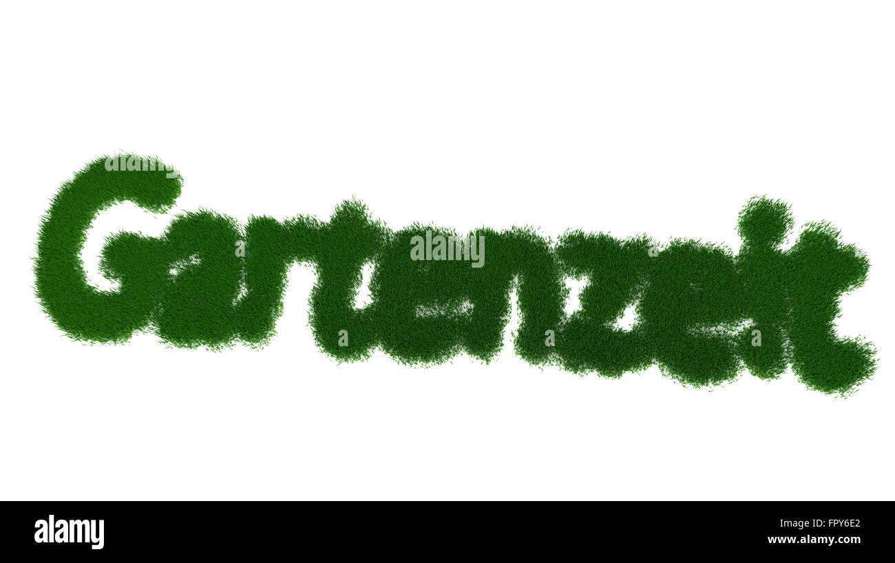 Green grass with the German word "Gartenzeit", gardening concept Stock