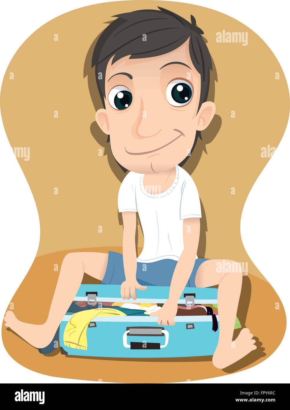 cartoon man packing travel bag Stock Vector Image & Art - Alamy