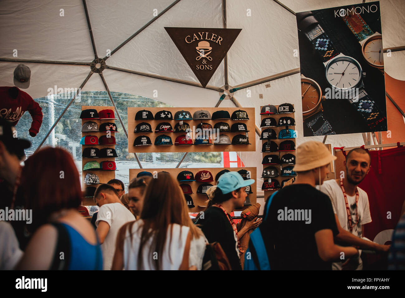 MOSCOW - 8 AUGUST, 2015 : Festival Faces & Laces 2015 took place at famous Gorky Park and gathered thousands of young people and hudreds of brands Stock Photo