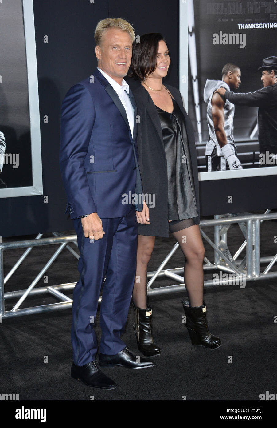 LOS ANGELES, CA - NOVEMBER 19, 2015: Actor Dolph Lundgren & girlfriend ...