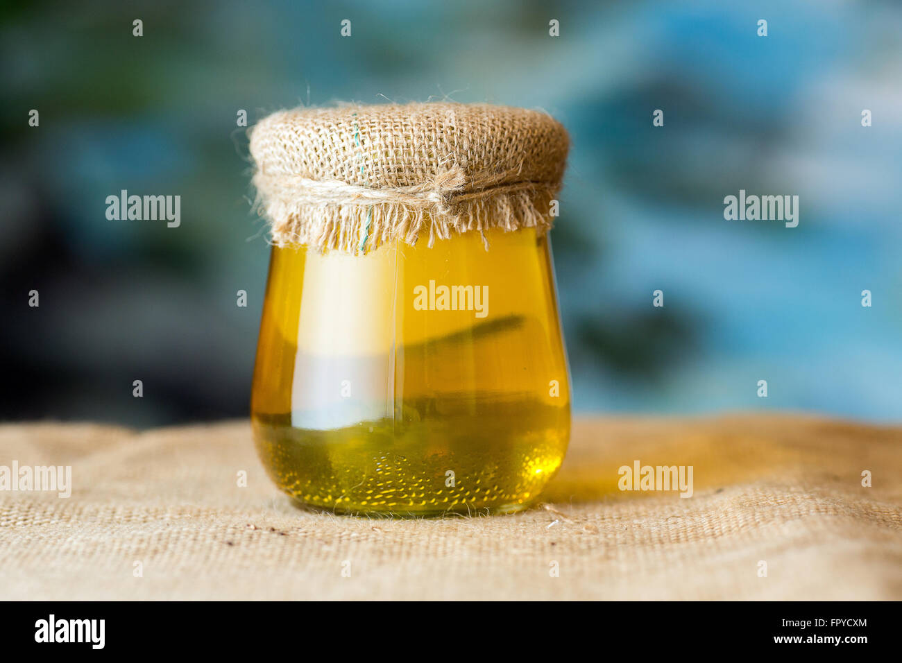 Glass flower honey jar Stock Photo Alamy