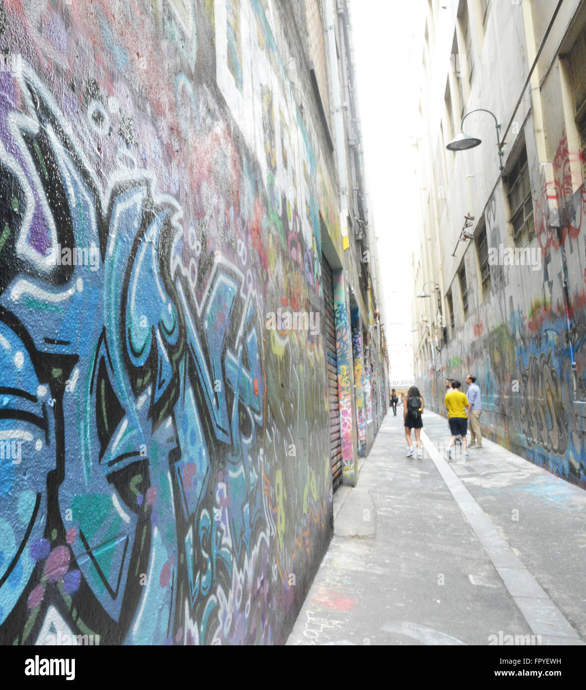 Graffiti in Lane in Melbourne, Victoria, Australia. Stock Photo