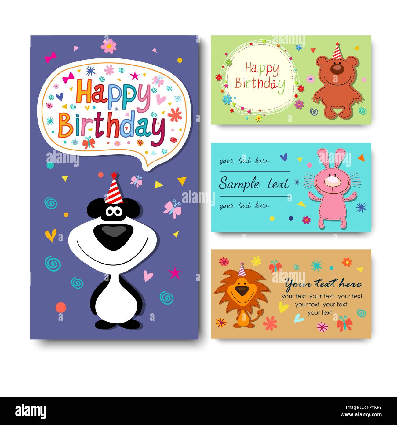 Birthday card with owls Stock Vector Image & Art - Alamy