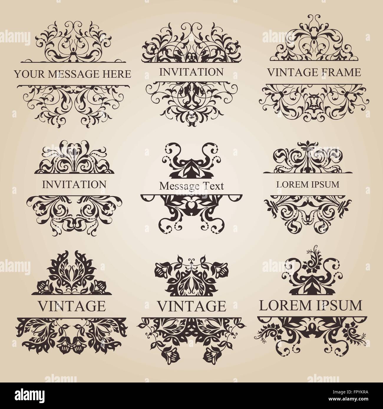 Calligraphic elements vintage set . Vector frame ornament Stock Vector ...