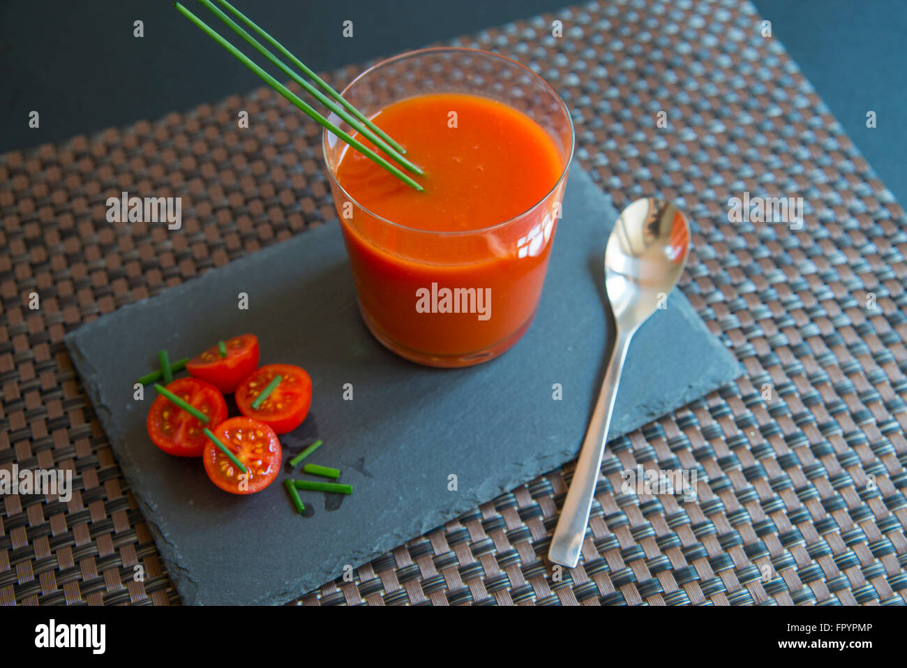 Glass of tomato juice. Stock Photo