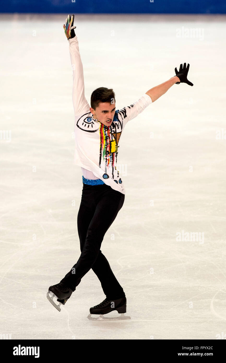 Debrecen, Hungary. 18th Mar, 2016. Kevin Aymoz (FRA) Figure Skating