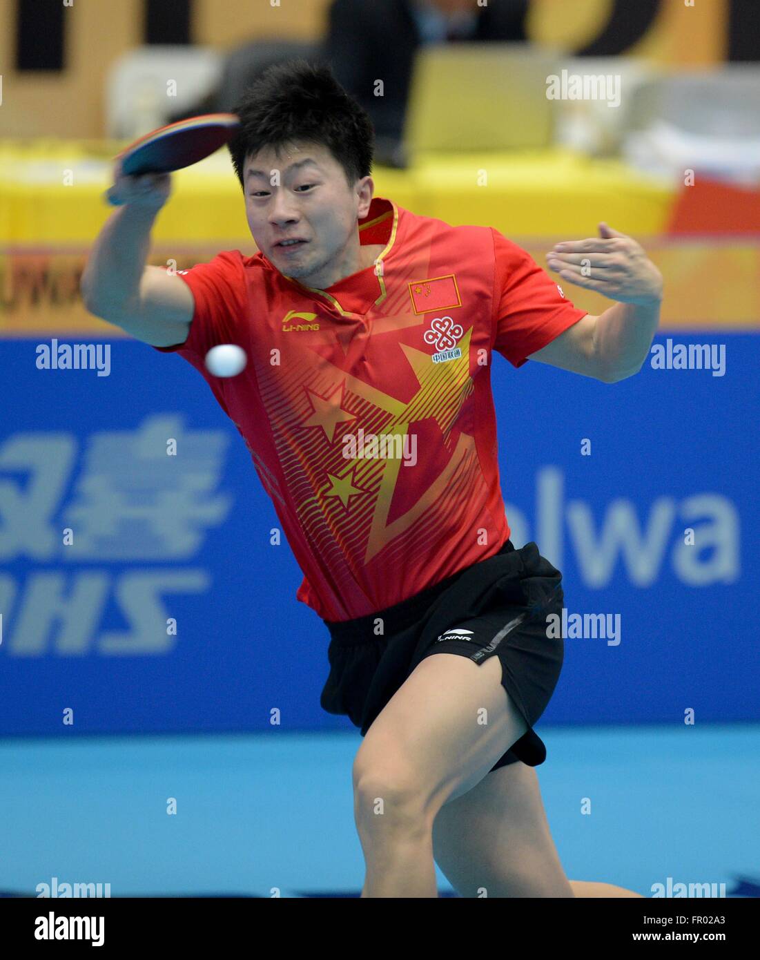 Kuwait City, Kuwait. 20th Mar, 2016. Ma Long of China competes during