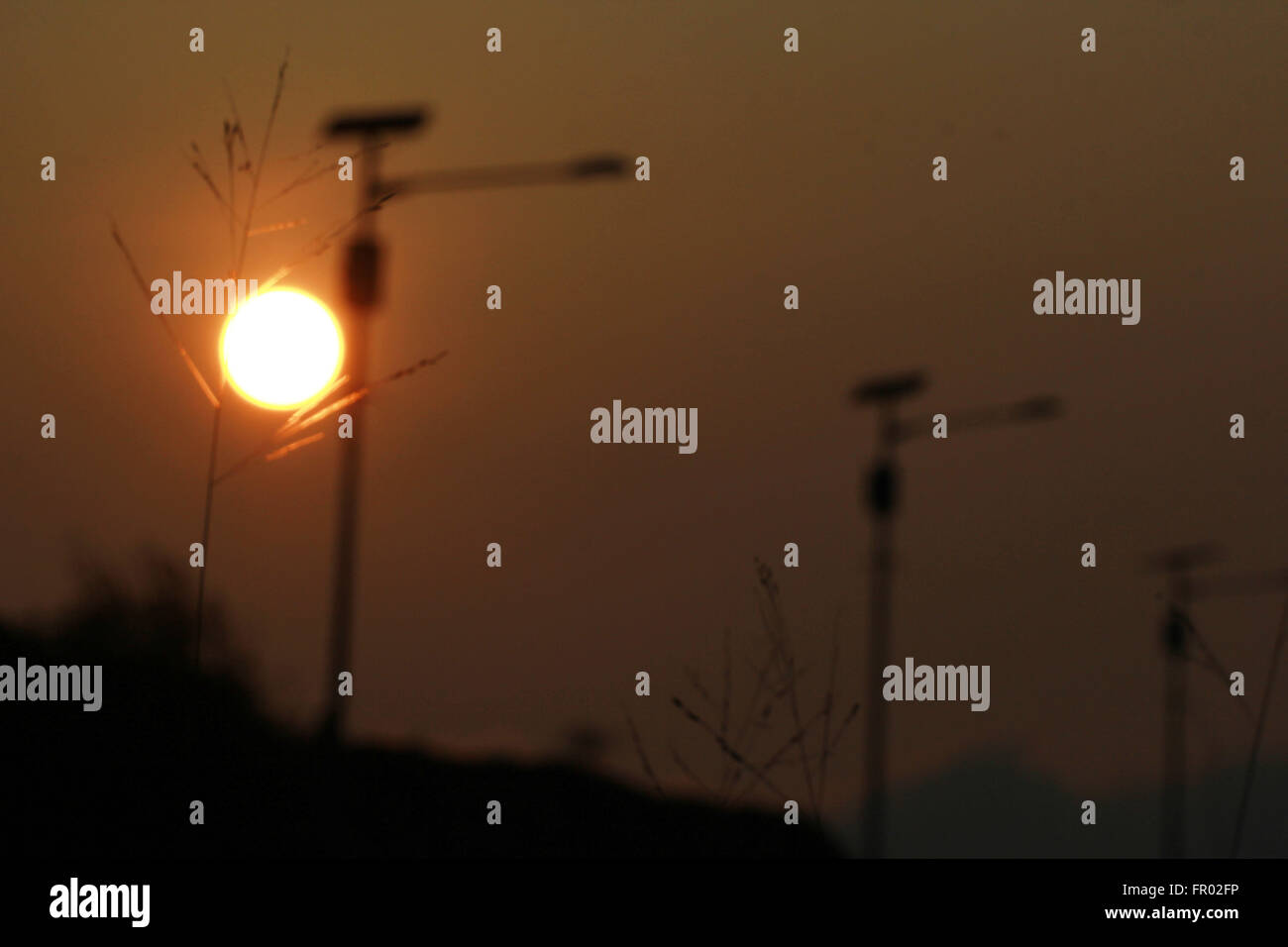 Bintan, Riau Islands, Indonesia. 20th Mar, 2016. BINTAN, INDONESIA - MARCH 20 : The solar energy electricity at Dompak island on March 20, 2016 in Bintan island, Indonesia. © Sijori Images/ZUMA Wire/Alamy Live News Stock Photo
