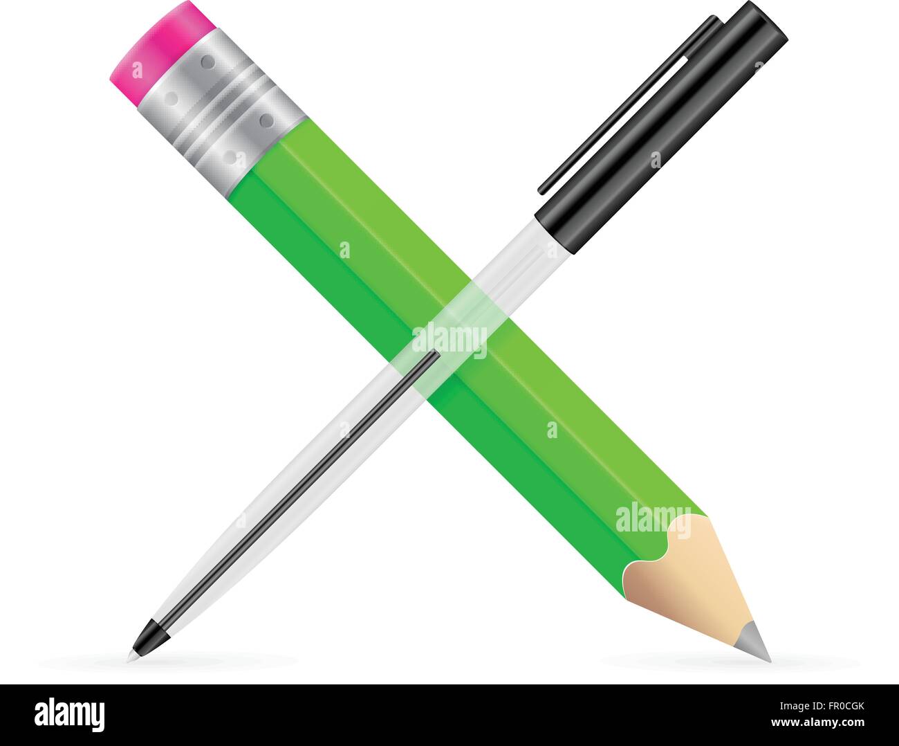 Pencil and ballpoint icon on a white background Stock Vector Image ...