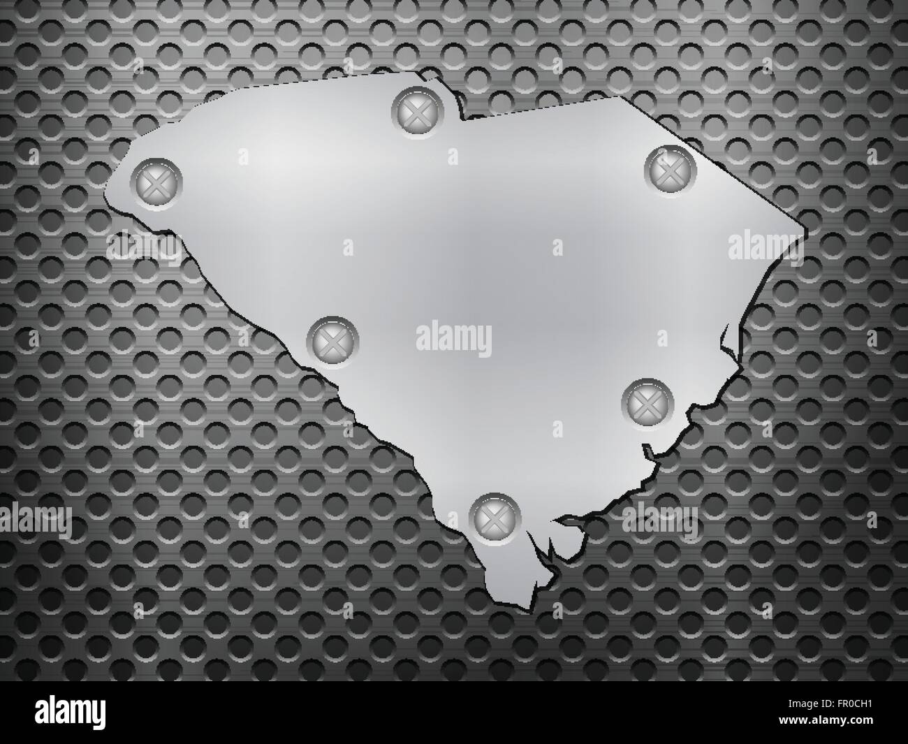 South Carolina metal map on a black metal grid Stock Vector Image & Art